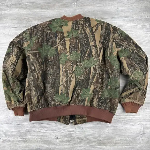 VTG Trebark Camo Bomber Jacket Mens Large Green Thermo Lined Made in USA Gander - Picture 7 of 7